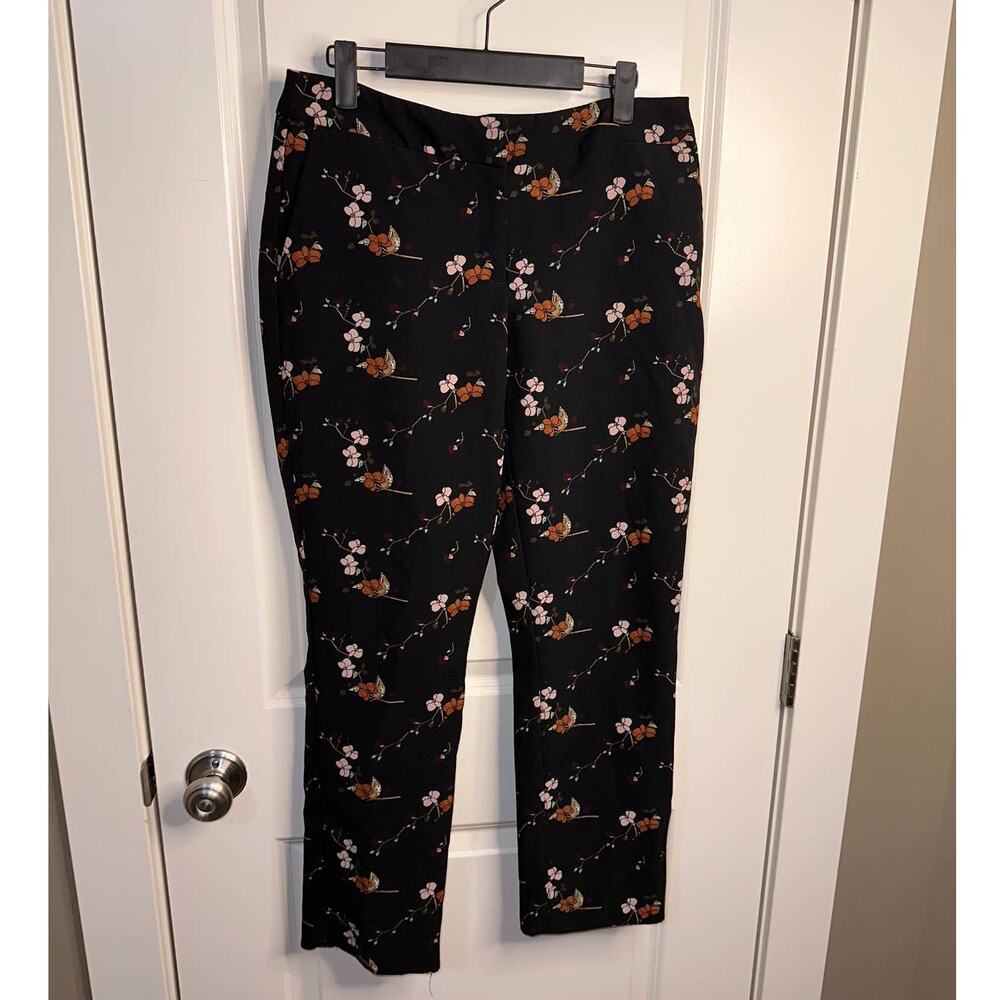 Cynthia Rowley Black Plant Print Dress Pants Size 6